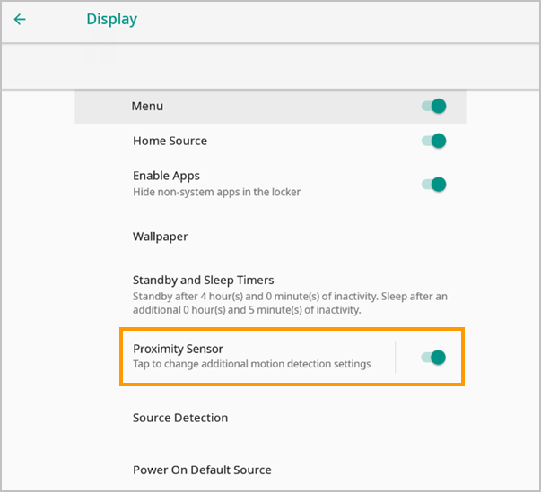 Proximity Detection Settings on ActivPanel Titanium