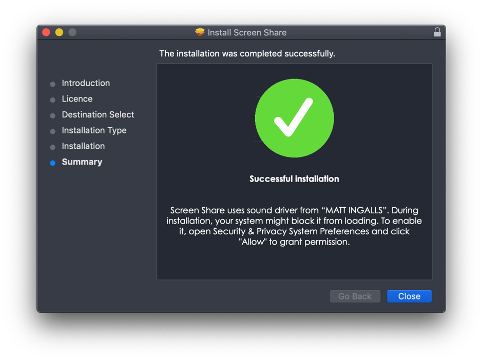 System extension blocked after installing Screen Share on macOS