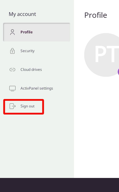 Signing out of ActivPanel 9