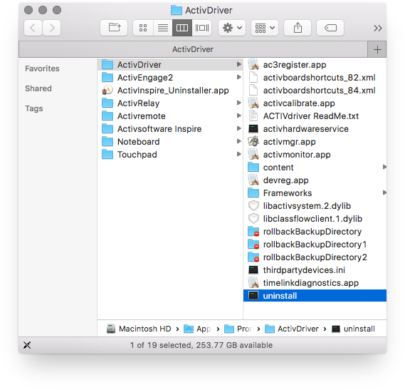 Desinstalación de ActivDriver