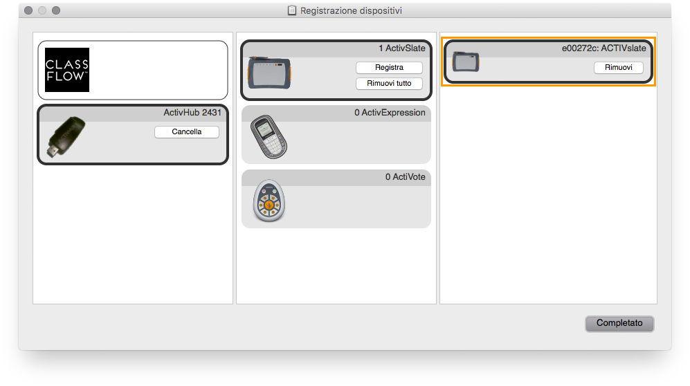 Registrazione di ActivSlate in ActivInspire