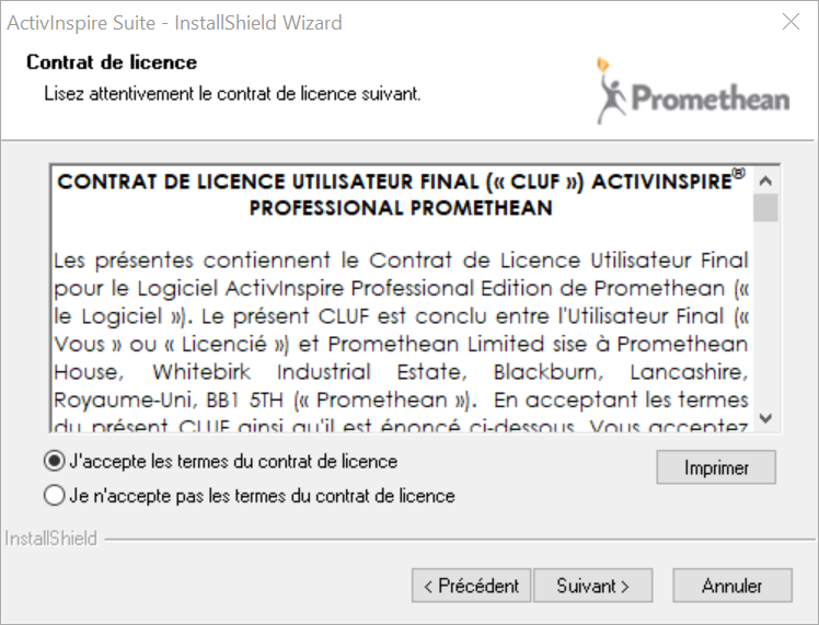 Instructions d'installation réseau d'ActivInspire pour Windows