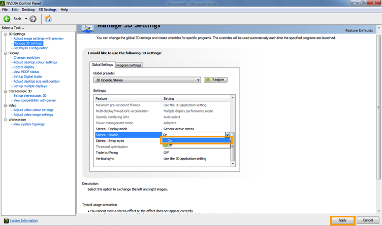 Enabling 3D on a computer for use with PRM-45 and UST