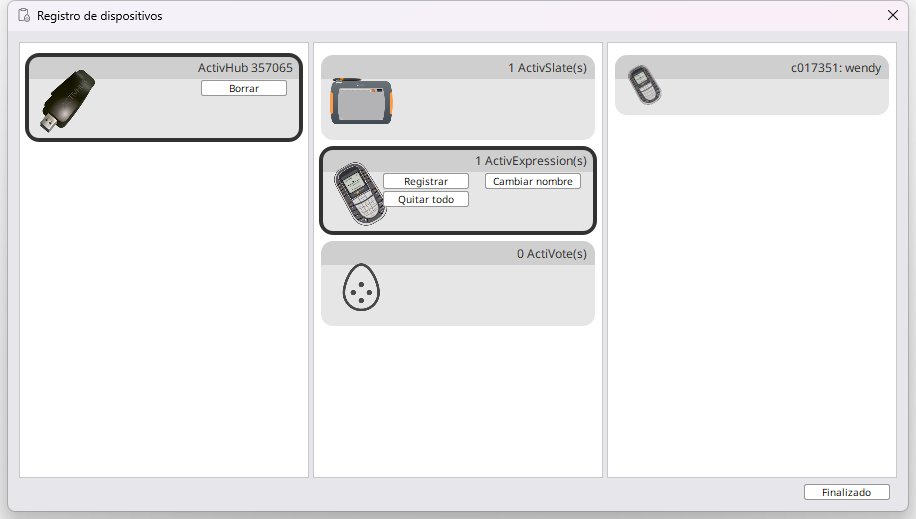 ¿Cómo puedo registrar dispositivos ActivExpression en ActivInspire?