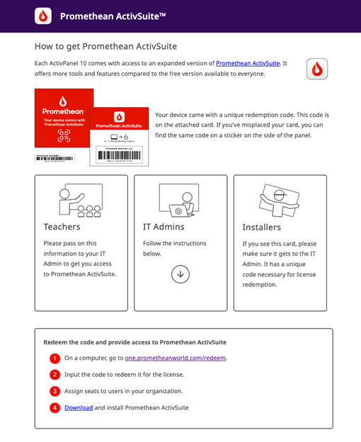 Promethean ActivSuite for Chrome devices – License Redemption Guide